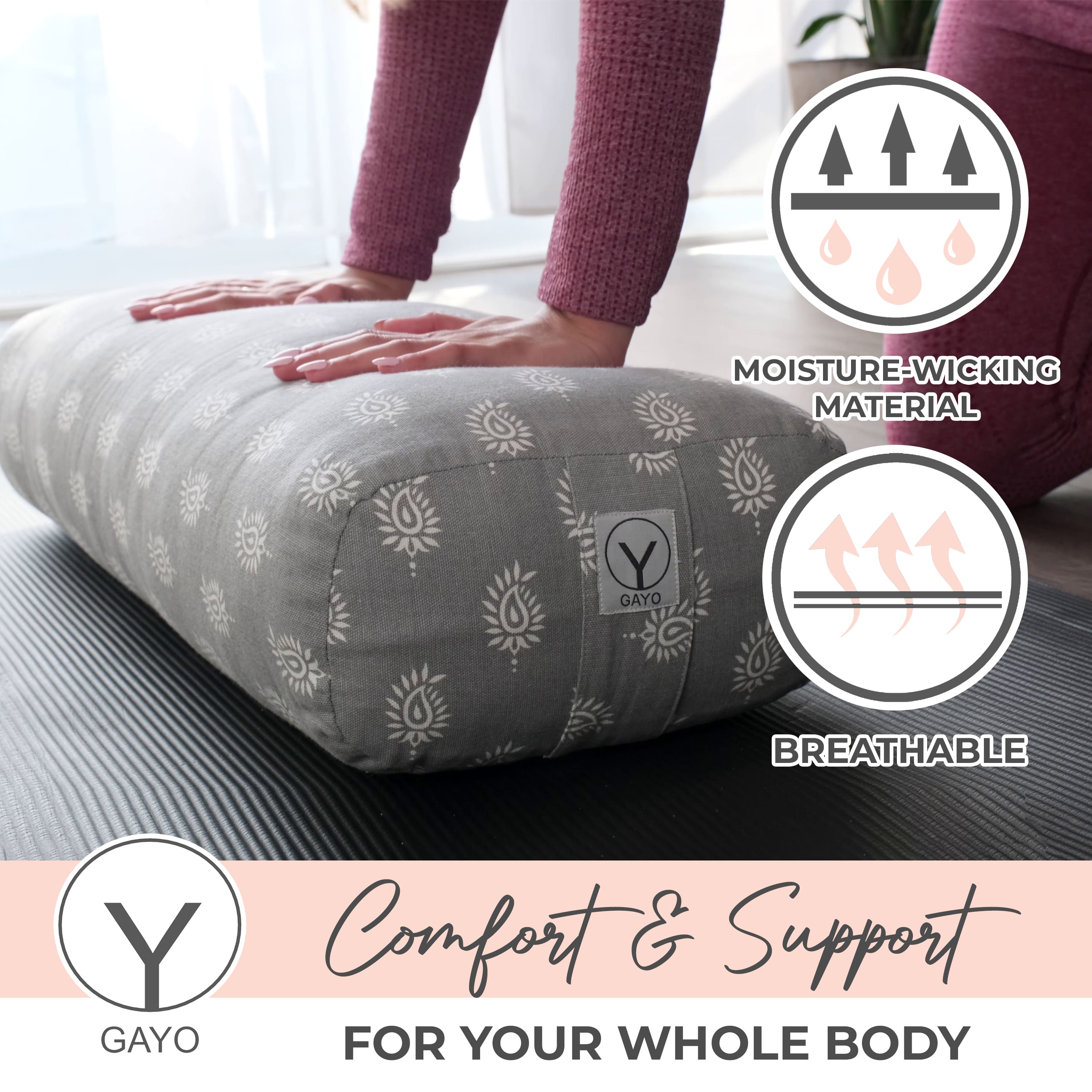 Organic Cotton Yoga Bolster Set with Carry Bag