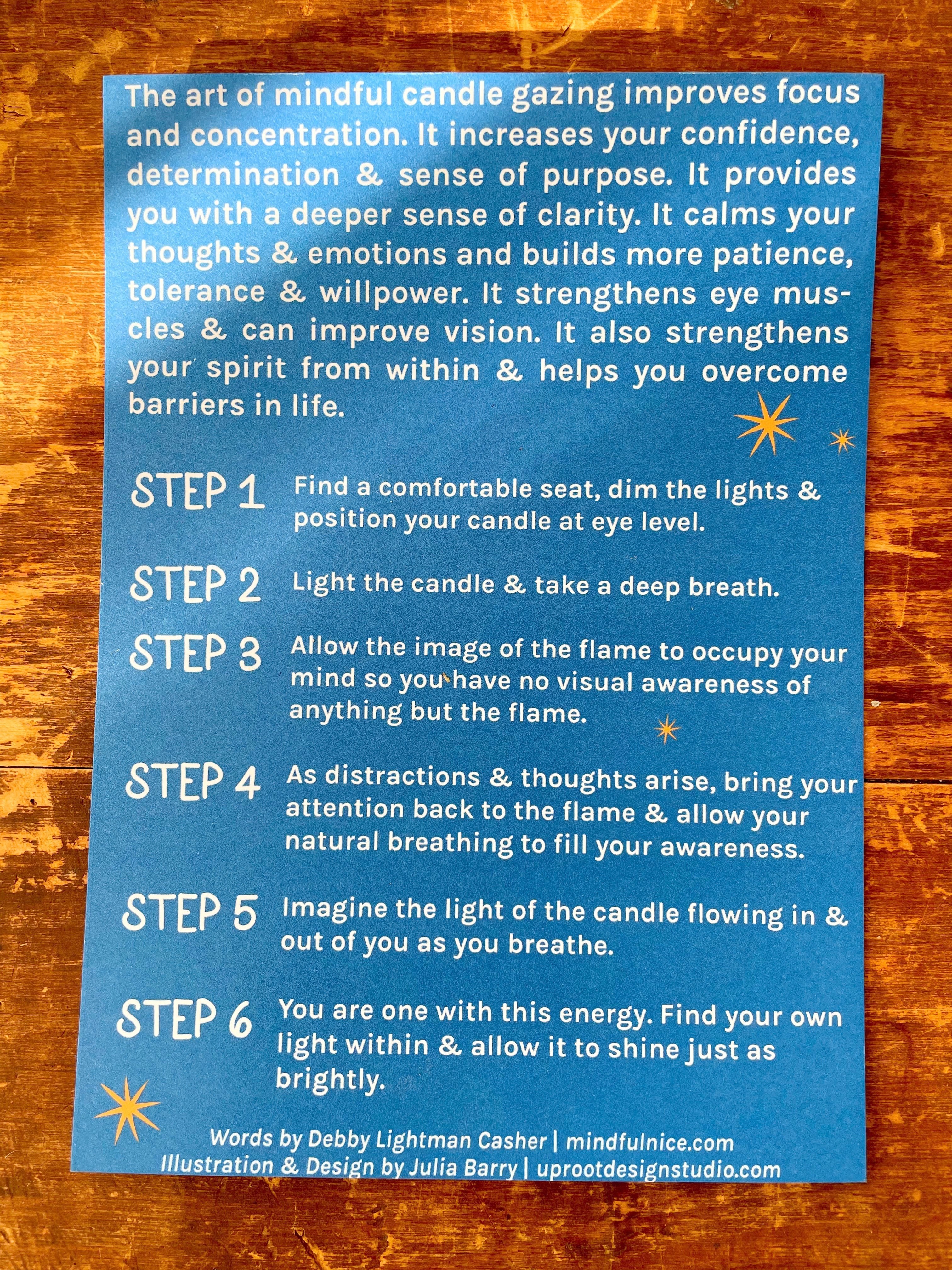 Golden Light Lakehouse Scented Candle Meditation Card