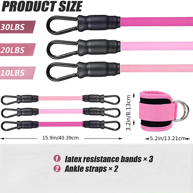 Ankle Straps Resistance Bands Fitness Workout Exercise Equipment Set