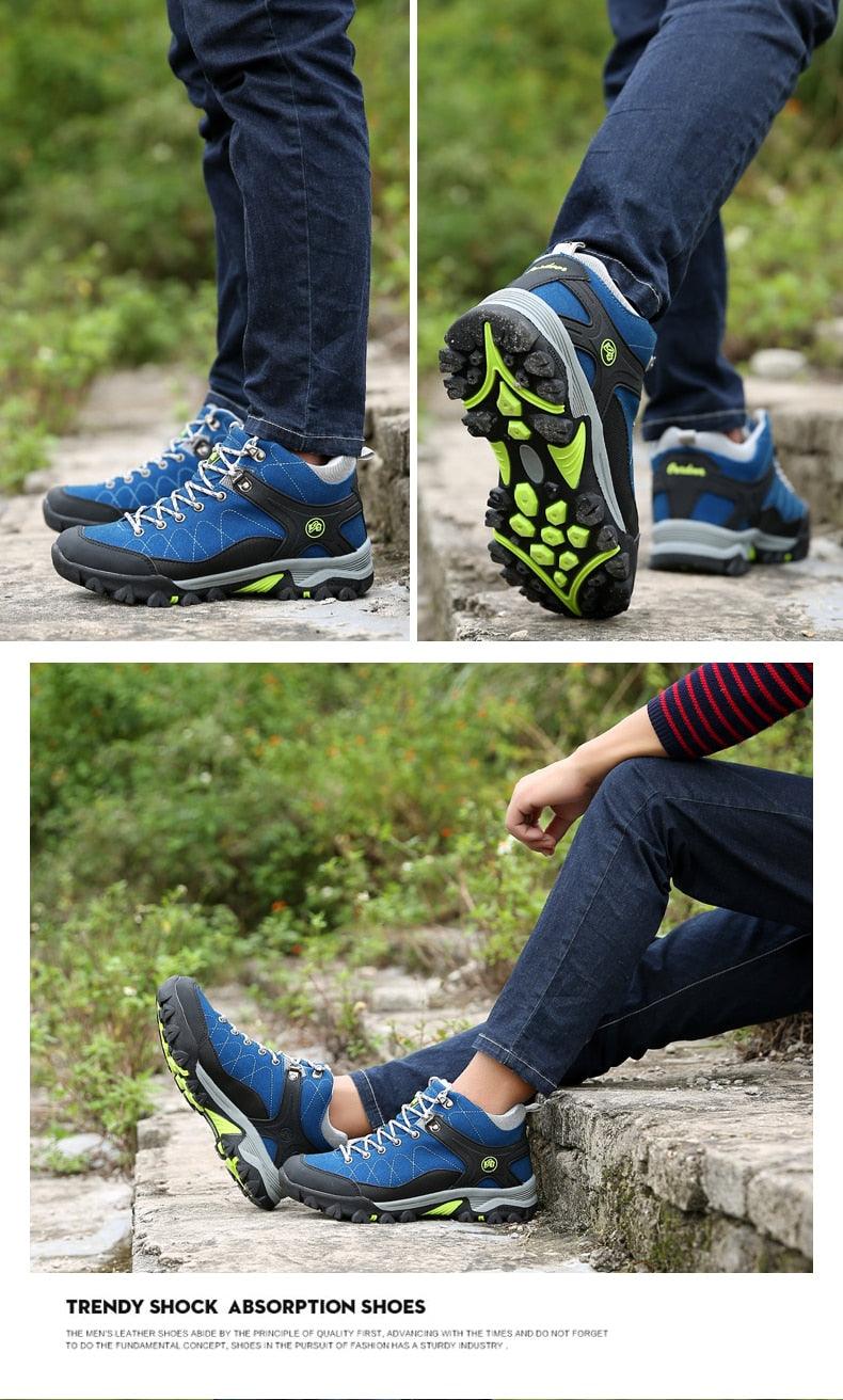 Men's Black Fur-Lined Winter Ankle Boots Warm Outdoor Shoes