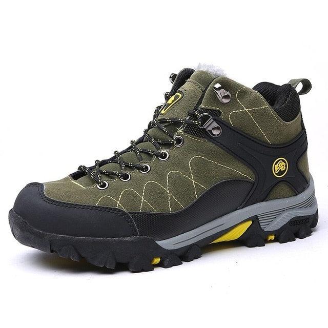 Men's Black Fur-Lined Winter Ankle Boots Warm Outdoor Shoes