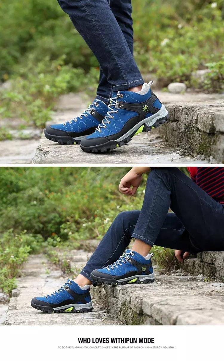 Men's Black Fur-Lined Winter Ankle Boots Warm Outdoor Shoes
