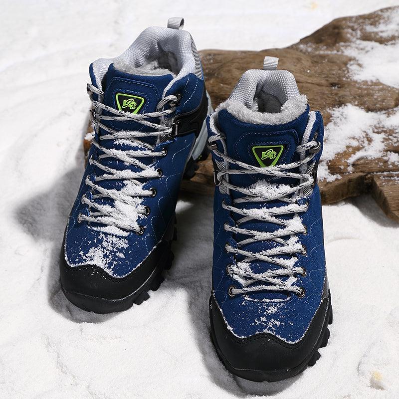 Men's Black Fur-Lined Winter Ankle Boots Warm Outdoor Shoes