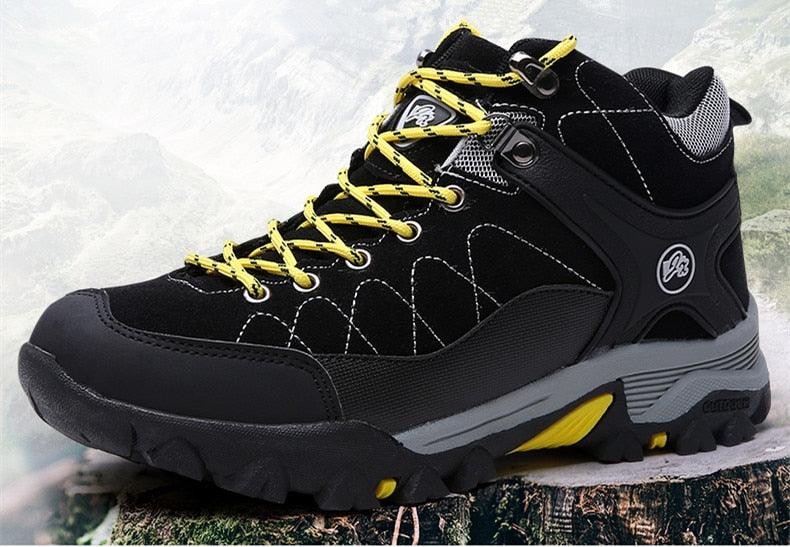 Men's Black Fur-Lined Winter Ankle Boots Warm Outdoor Shoes