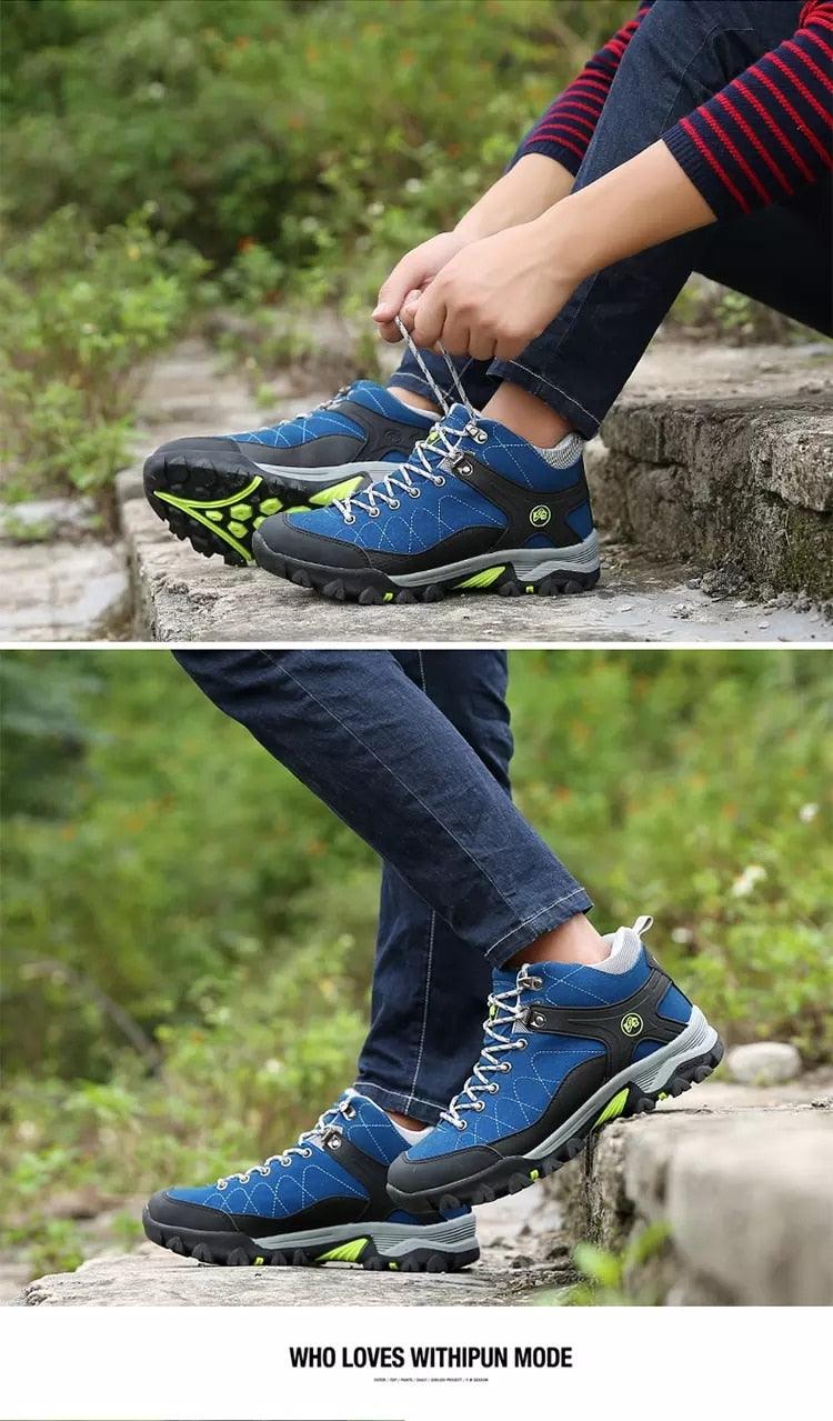 Men's Black Fur-Lined Winter Ankle Boots Warm Outdoor Shoes