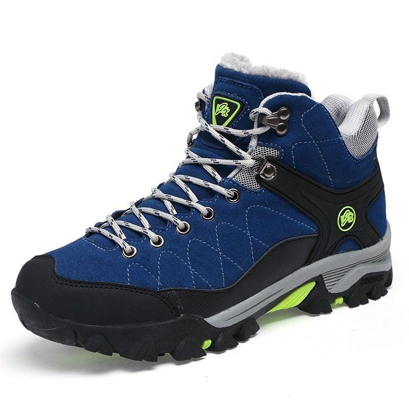 Men's Black Fur-Lined Winter Ankle Boots Warm Outdoor Shoes